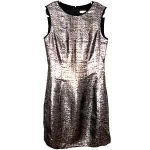 Shoshanna Anthropologie metallic silver gray black A-line mini dress size 0